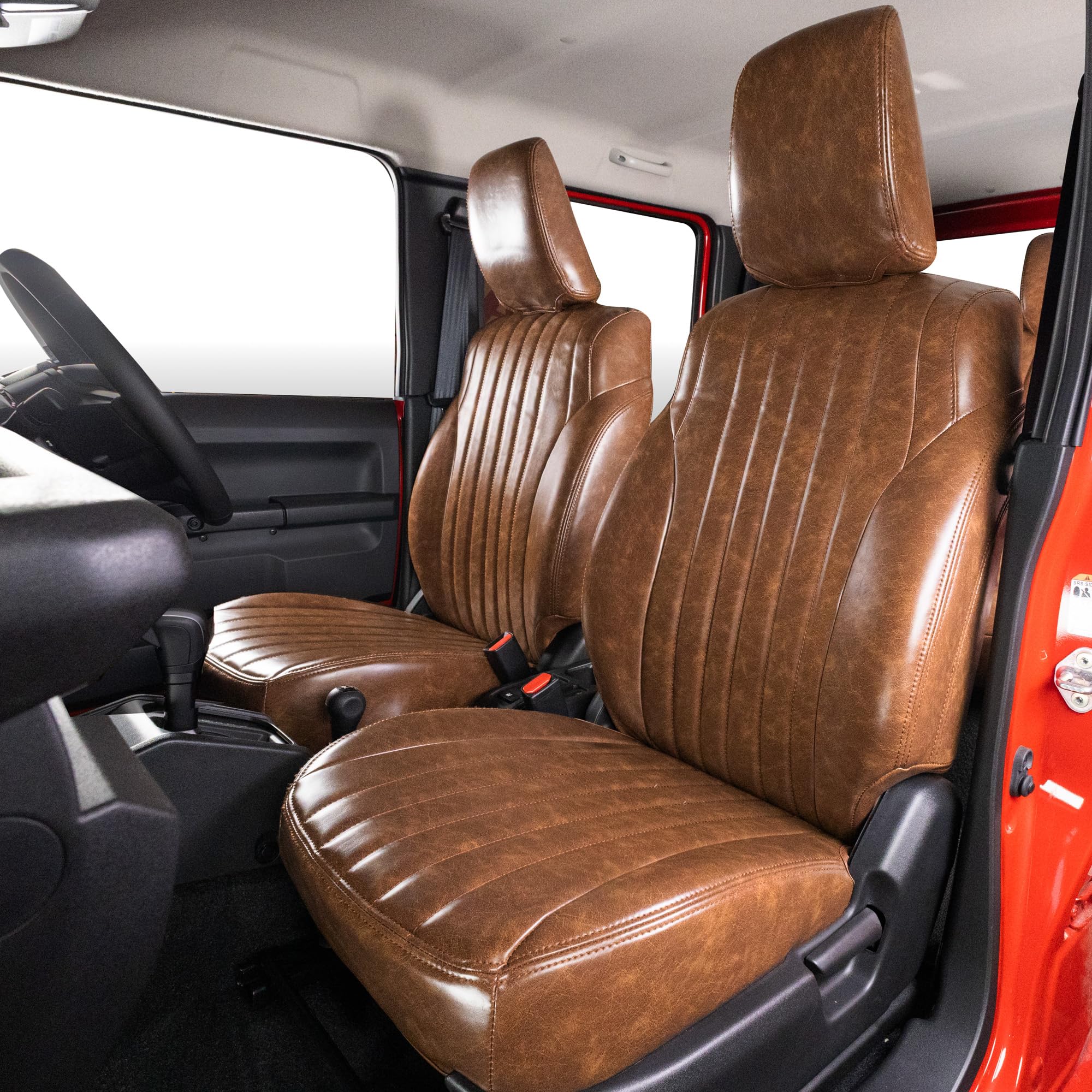 Jimny Seat Covers (Retro, Vinesi Brown) [Part Number: 1698] Nomad, February 2025-Present, Suzuki, 1 Car Seat Cover, Auto Wear, Special Design for Specific Models vintage brown 品番:1698 Jimney JC74W Series Nomado (1 Row Only) Suzuki Set for 1 Vehicle