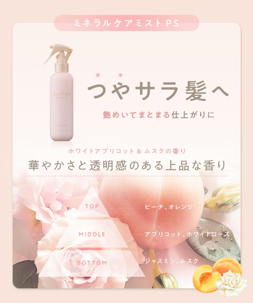 CLAYGE Mineral Care Mist PS 180 мл Водный туман для укладки волос, Уход за волосами Белый абрикос и мускус, фото 4