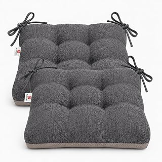 滑り止め椅子クッション 2個セット｜圧縮発送で省スペース｜40×39×8cm タフテッド加工プルシアンブルー (2, ブラックグレー)