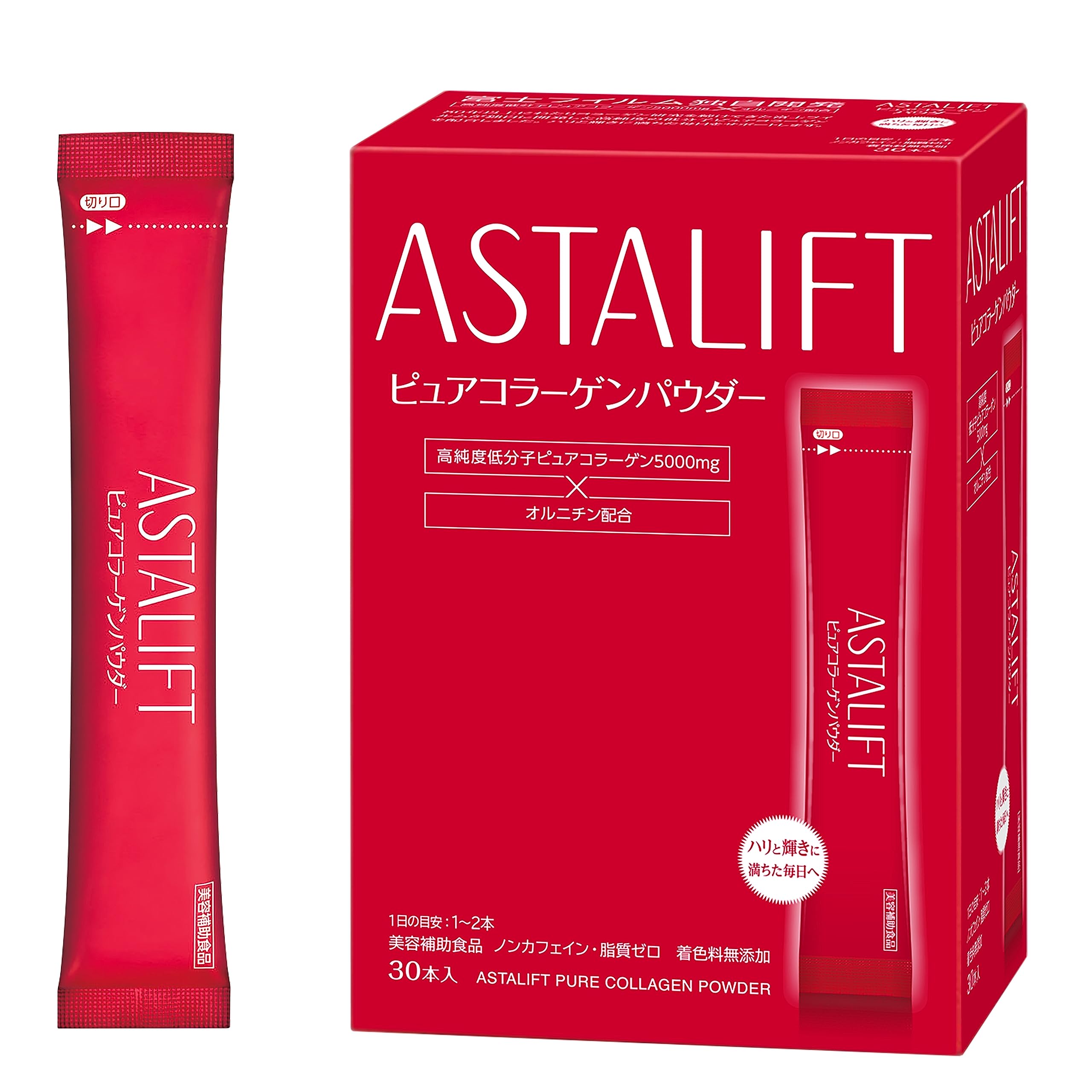 Fujifilm Astalift Collagen Powder, 30-Day Supply, Stick (0.2 oz (5.5 g) x 30 Packs, 1 Box) Collagen Ornithine