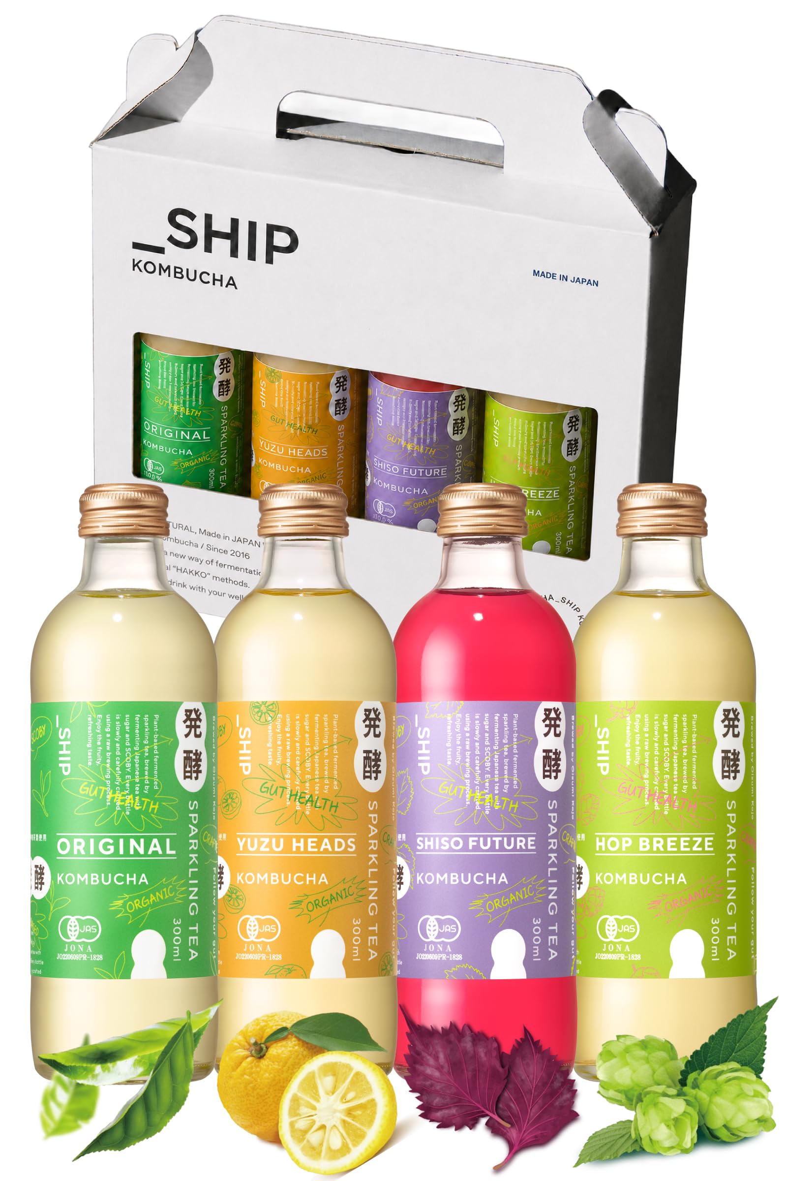 Kombucha Enzyme Drink Fasting_SHIP Kombucha 4 Assorted Japanese Organic 10.1 fl oz (300 ml) x 4 A.4 assorted types 4本(300ml×4)