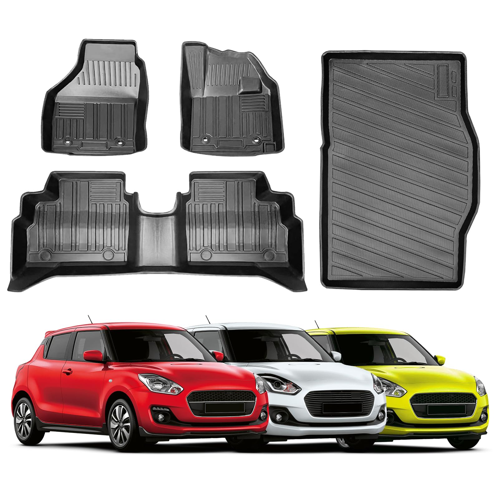 Compatible with Suzuki Swift Sports ZC Type ZD Floor Mats 1st to 2nd Row + Luggage Mat Dedicated Design December 2016 - Present SWIFTSPORT 3D Structure Swift Sports zc33s Floor Mats Suzuki Swift