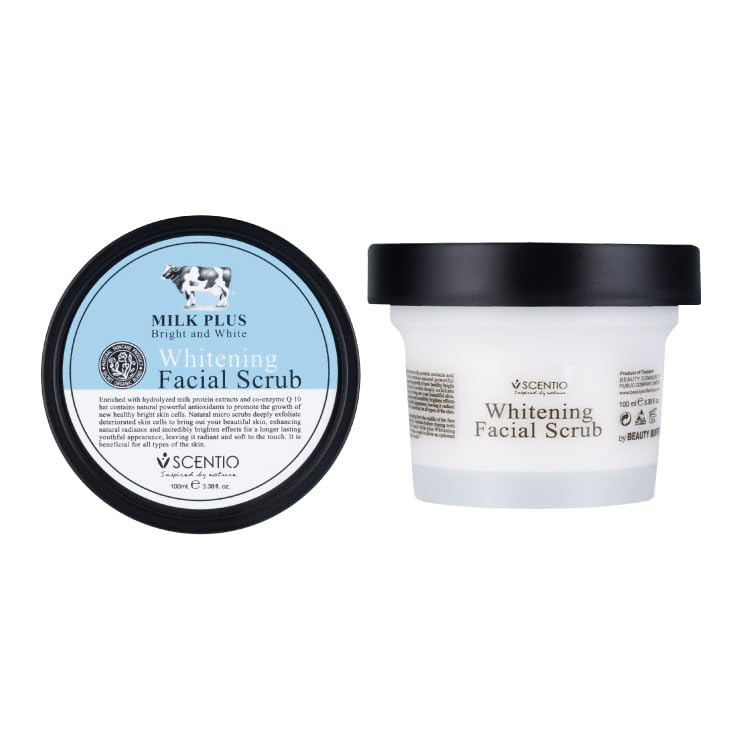 Beauty Buffet Q10 Facial Scrub, Milk White, Facial Scrub, Gentle Milk Cream Massaging Effect, Removes Dirt From Deep Facial Pores, Pore Cleansing, Smooth Your Nose Underarms and Cheeks, Blackheads of Nose (Gentle Milk Scent)