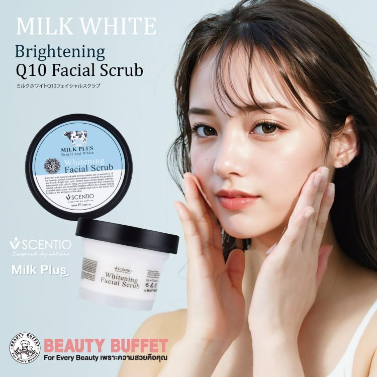 [ Beauty Buffet ] Молочно-белый скраб для лица Q10 / Скраб для лица [Нежный молочно-кремовый массажный эффект удаляет загрязнения из глубины пор лица] Очищение пор [разглаживает шероховатости пор по бокам носа и на щеках ] От черных точек в носу (нежный молочный аромат), фото 2