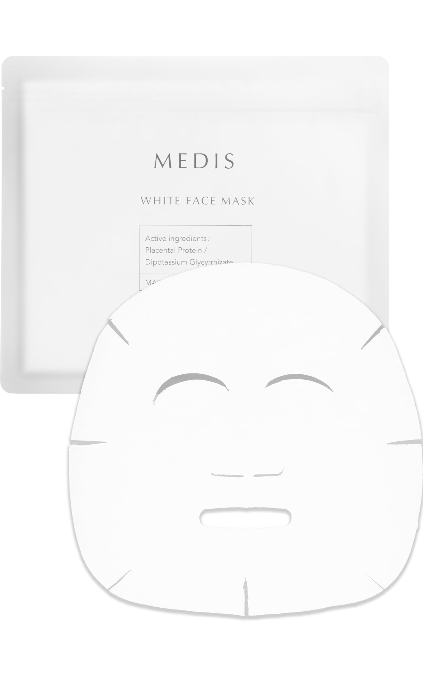 Medis White Face Pack Pack, Face, Whitening x Quasi-Drug Product x 30 Sheets x Beauty Serum Equivalent to 16.2 fl oz (480 ml) x 3 Types of Placenta x Domestic Cotton x W Active Ingredients Formulation 1 set