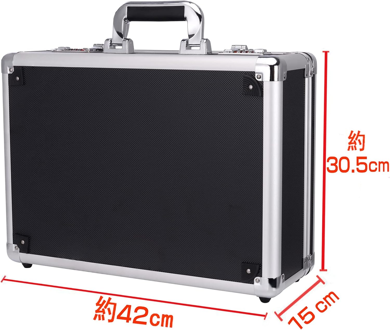 Алюминиевый футляр для инструментов GAWOOW с блок-подушкой Черный 42 ×30,5 ×15 см, фото 2