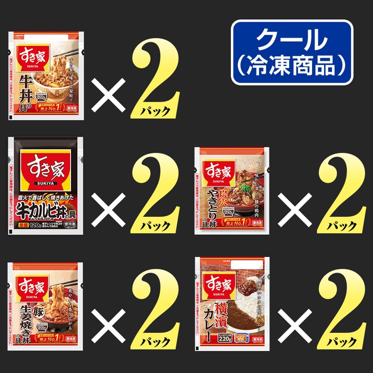 Набор для сравнения блюд Sukiya eat 5 видов из 10 блюд 【Миска с говядиной × миска с говяжьими ребрышками × Миска со свининой и имбирем на гриле × Миска с курицей на углях × Карри по-йокогамски】 【Донбури / гарнир】 (Легко готовится из замороженных продуктов или горячей воды), фото 3