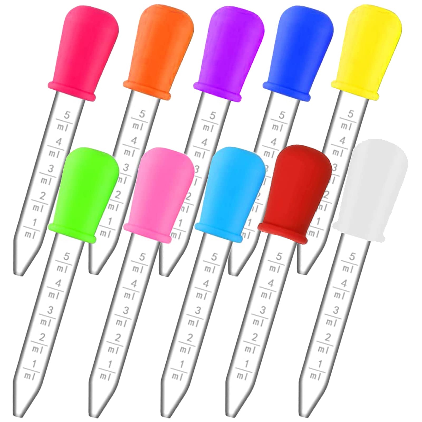 DFsucces 10 Pcs 5ml Clear Plastic Dropper Graduated Pipettes Rubber Head Dropper Liquid Food School Household Supplies Life Tool