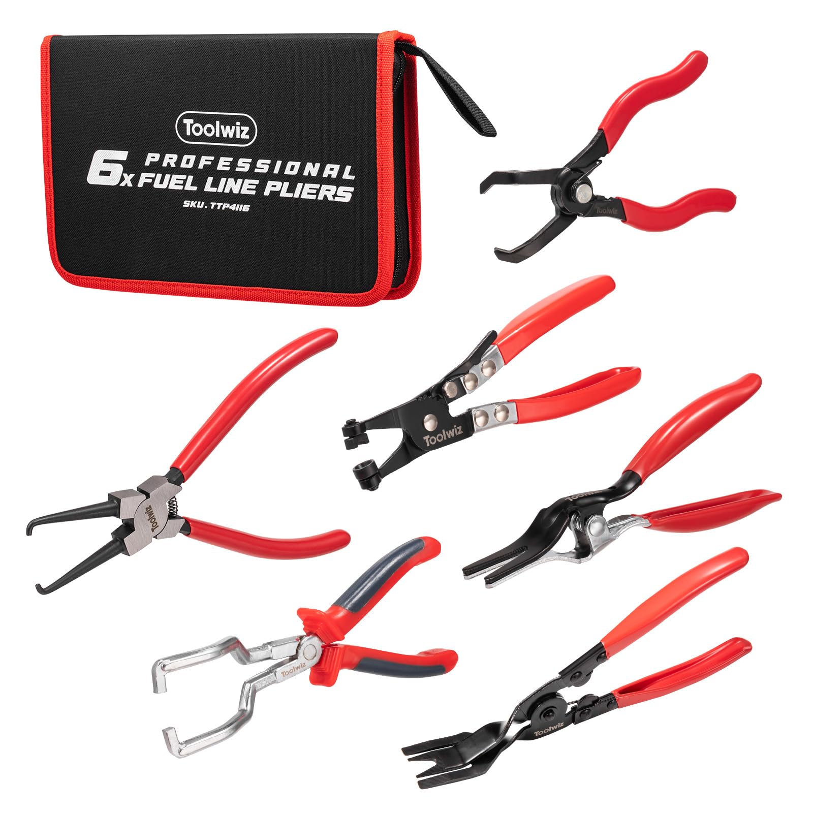 Toolwiz Coupler Removal Tool 6-Piece Set Coupler Pliers Clip Pliers Hose Clamp Pliers Hose Remover Fuel Line Fuel Hose Plus Clip Removal Connector Removal Wire Replacement Vehicle Maintenance