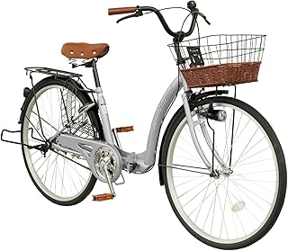 折りたたみ自転車 26インチ シティサイクル ママチャリ 低床フレーム 両立スタンド カゴ サークル錠 ダイナモライト 付き [passepied TS26]