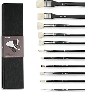 ARTIFY 11本セット 油絵筆 水彩筆 アクリル絵の具 ガッシュ アクリル 豚毛絵筆 ナイロンブラシ 初心者 プロペインター 美術