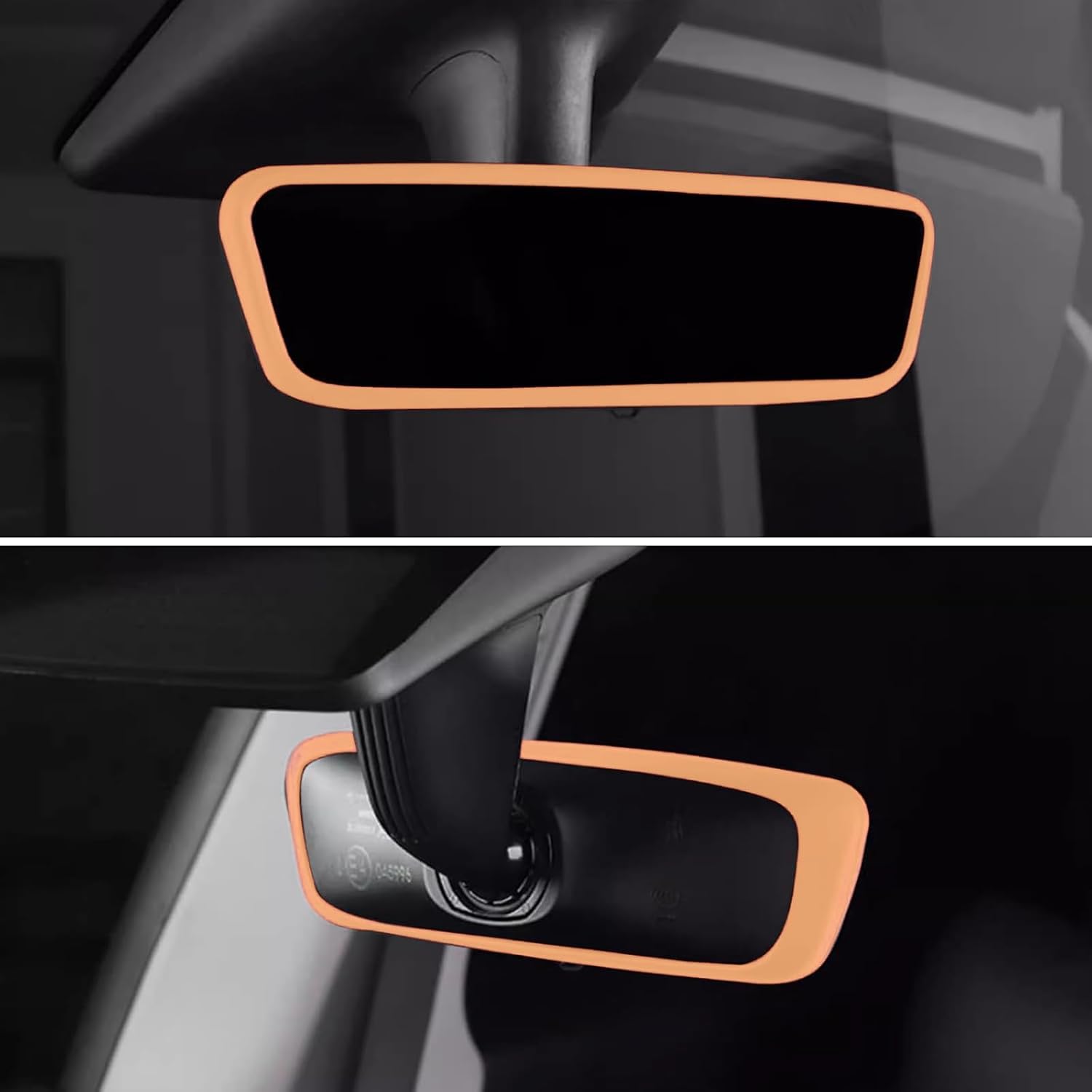 2 защитные накладки, совместимые с Tesla Model 3 Model Y (2019-2024 2025) Рамка по краям экрана, Крышка зеркала заднего вида, Внутренняя силиконовая отделка, декоративные аксессуары Центральной консоли (оранжевый), фото 4