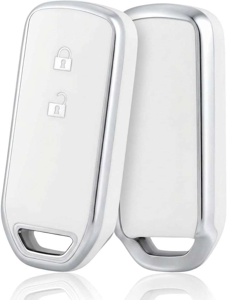 ホンダ/Honda専用スマート キーケース N-BOX N-ONE N-WGN N-VAN N-WGN n-ワゴン エヌボックス適合 | 2ボタンTPU nボックス キーカバー キーシェル 軽量 傷防止 全面保護- ホワイトシルバー