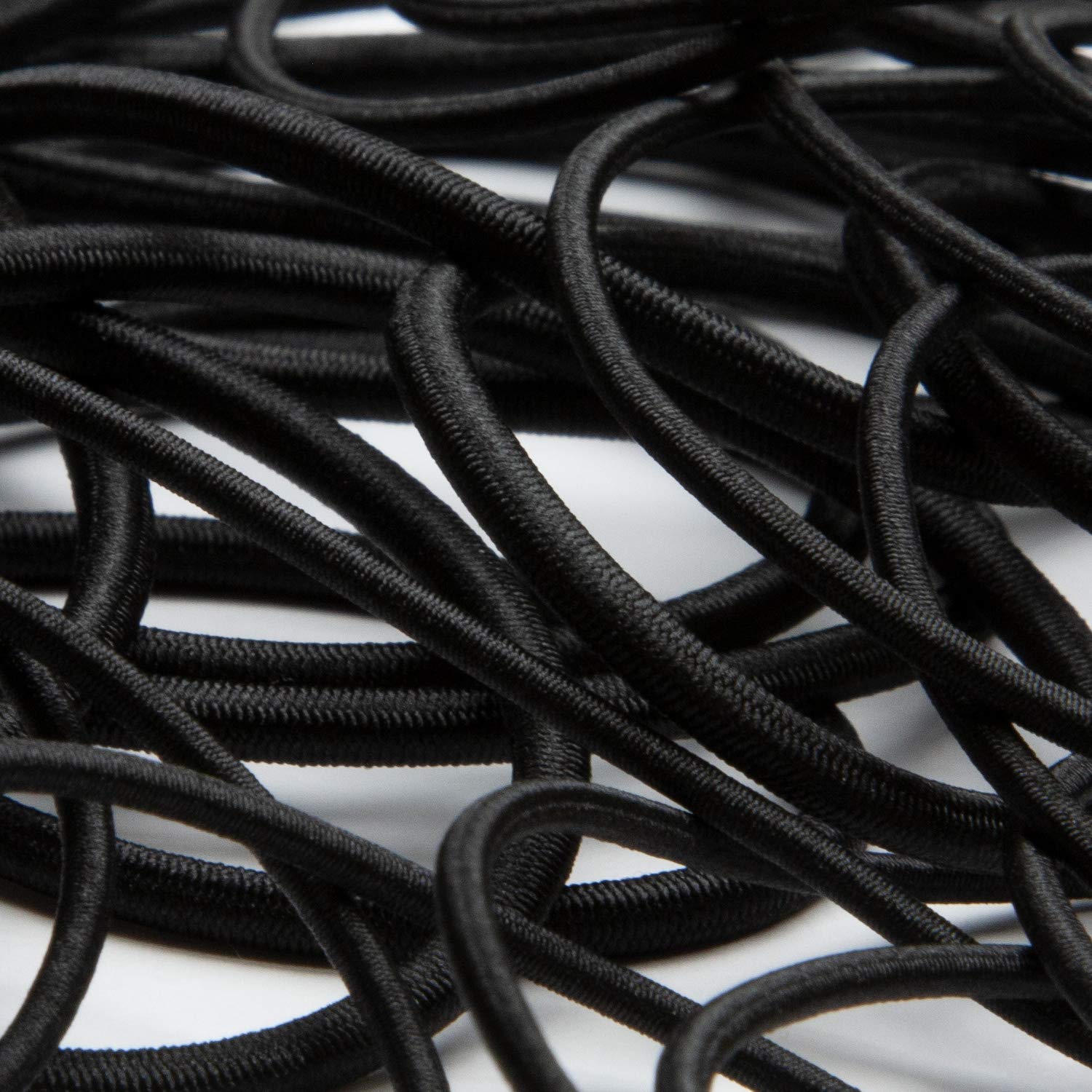 Stretch Cord, 8.2 ft (2.5 m), Made in Japan, Heavy Duty, Approx. 0.1 inch (3 mm), Round Elastic Cord, For Drawcords, Shoe Laces, Backpacks, Pants Hem (#50, Black, 0.1 inch (3 mm) #50 black 3mm