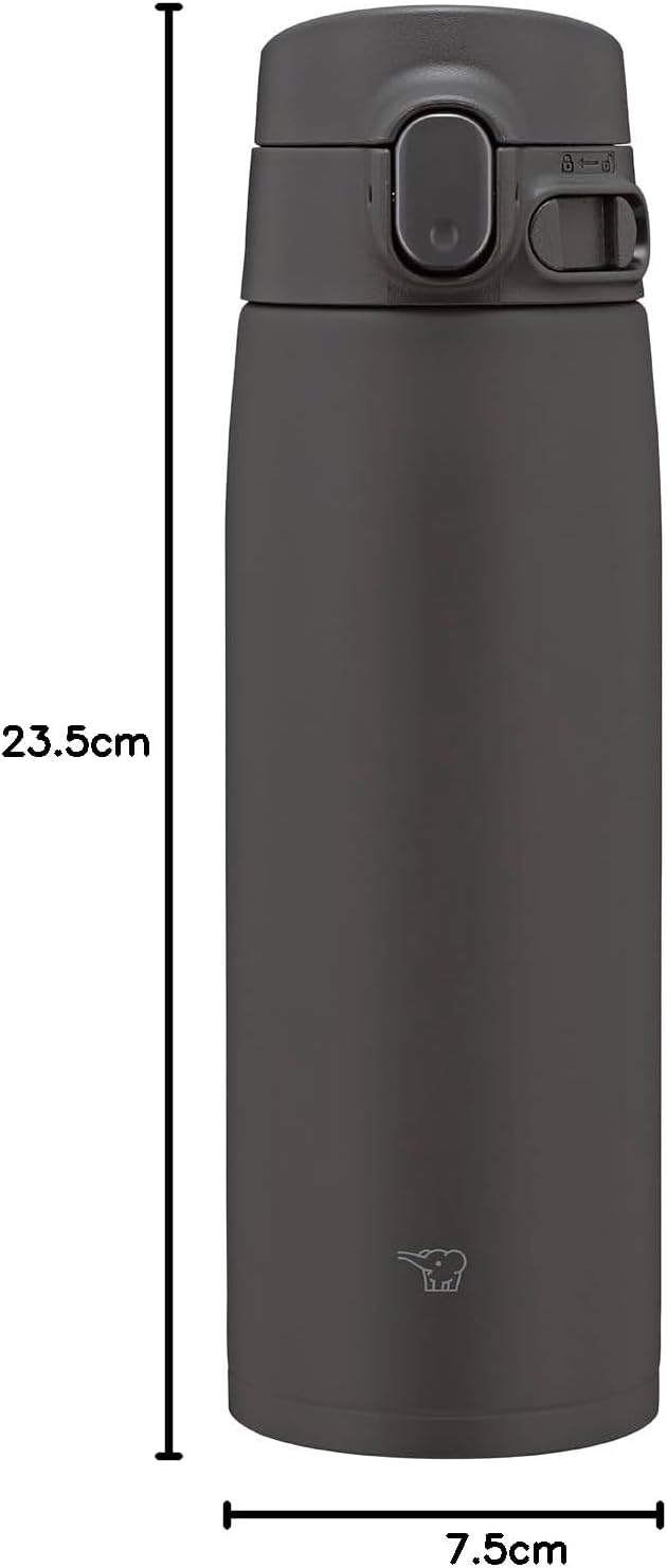 Бутылка для воды Zojirushi, кружка из нержавеющей стали, большая емкость 600 мл [Размер на выбор] Бесшовный шов в одно касание, всего 3 точки ухода, Мягкий черный SM-VB60-BM, фото 7