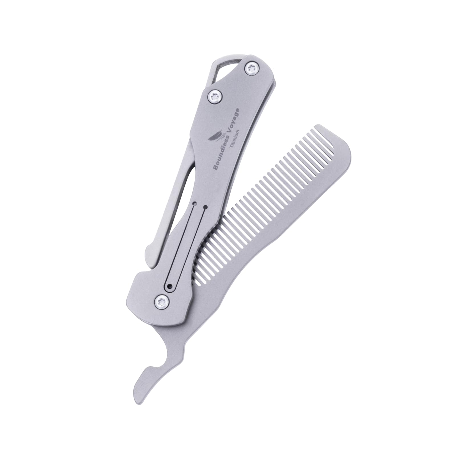 Boundless Voyage Titanium Folding Comb, Men's Portable Hair and Beard, Barber Compact Pocket Comb, Hair Comb for Women, Ti9011O