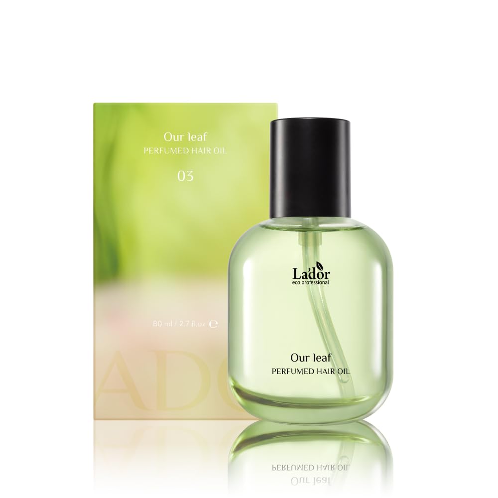 LADOR Perfume Hair Oil, Korean Cosmetics, Leave-In Treatment, Hair Care, Damage Care, Hair Essence, Glossy Hair, Perfume (2.7 fl oz (80 ml), Hour Leaf) Our Leaf 80 mL