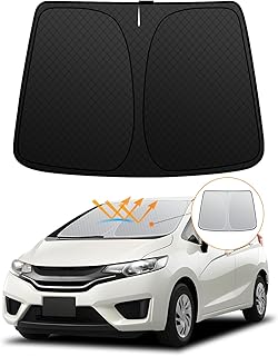 【強化版】ホンダ フィット GK3/4/5/6 GP5/6 フロントガラスサンシェード H25.9-R2.2 UVカット 吸盤不要 6層構造 遮光断熱 紫外線 夏 UVカット 簡単着脱 内装パーツ 車種専用設計 折り畳み式 収納袋付き