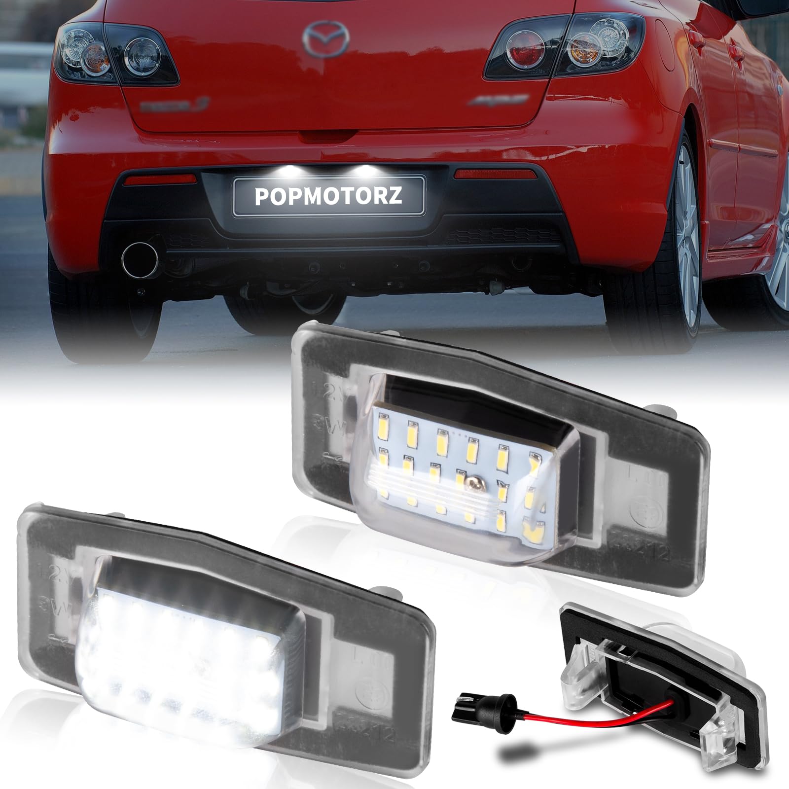 POPMOTORZ マツダ MAZDA ロードスター ナンバー灯 NB MPV LW ファミリア BJ ボンゴ SK トリビュート EP プレマシー CP フォード FORD エスケープ EP LED ナンバー灯 ライセンス灯 ２個１組 純正交換 マツダ用ロードスター　NB