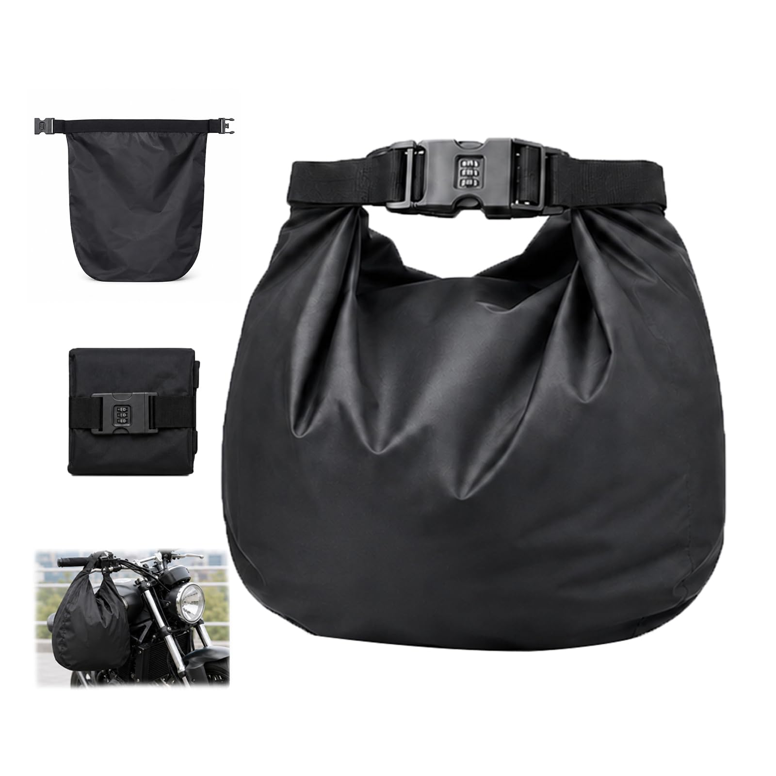 Helmet Bag, Waterproof, Full Face Compatible, Motorcycle Helmet Case with Dial Lock, Large Capacity, Lightweight, Foldable, Portable, Storage, Theft Prevention, Rain Protection, Touring