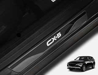 カー ドア シル スカッフ プロテクター Mazda cx-5 cx5 2013-2025 用 アクセサリー パーツ ステンレス スチール ABS プラスチック ドア エントリー ガード プレート トリム カバー付き オート インテリア アクセサリー キック パネル 4ピース セット ブラック