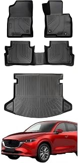 SCHACCESS 2017.6月〜現行4枚セット 専用 3D車用フロアマットマツダ CX-5 KF系 運転席、助手席、後席、トランクマット 防水 TPE素材 滑り止め 高耐久フロアマット+ステップマット+ ラゲッジマット取付工具不要 (2017.6月〜現行マツダ CX-5 KF系)