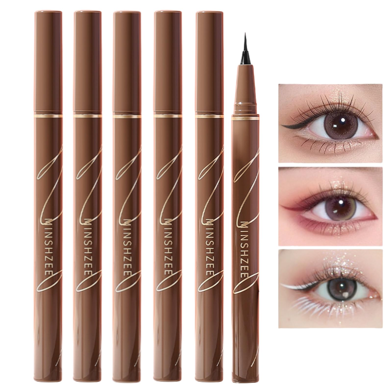 UNYOKE Eyeliner Ultra Fine No Smudge Long Lasting Waterproof Sweat Proof Brown White Long Lasting - 02# Natural Brown