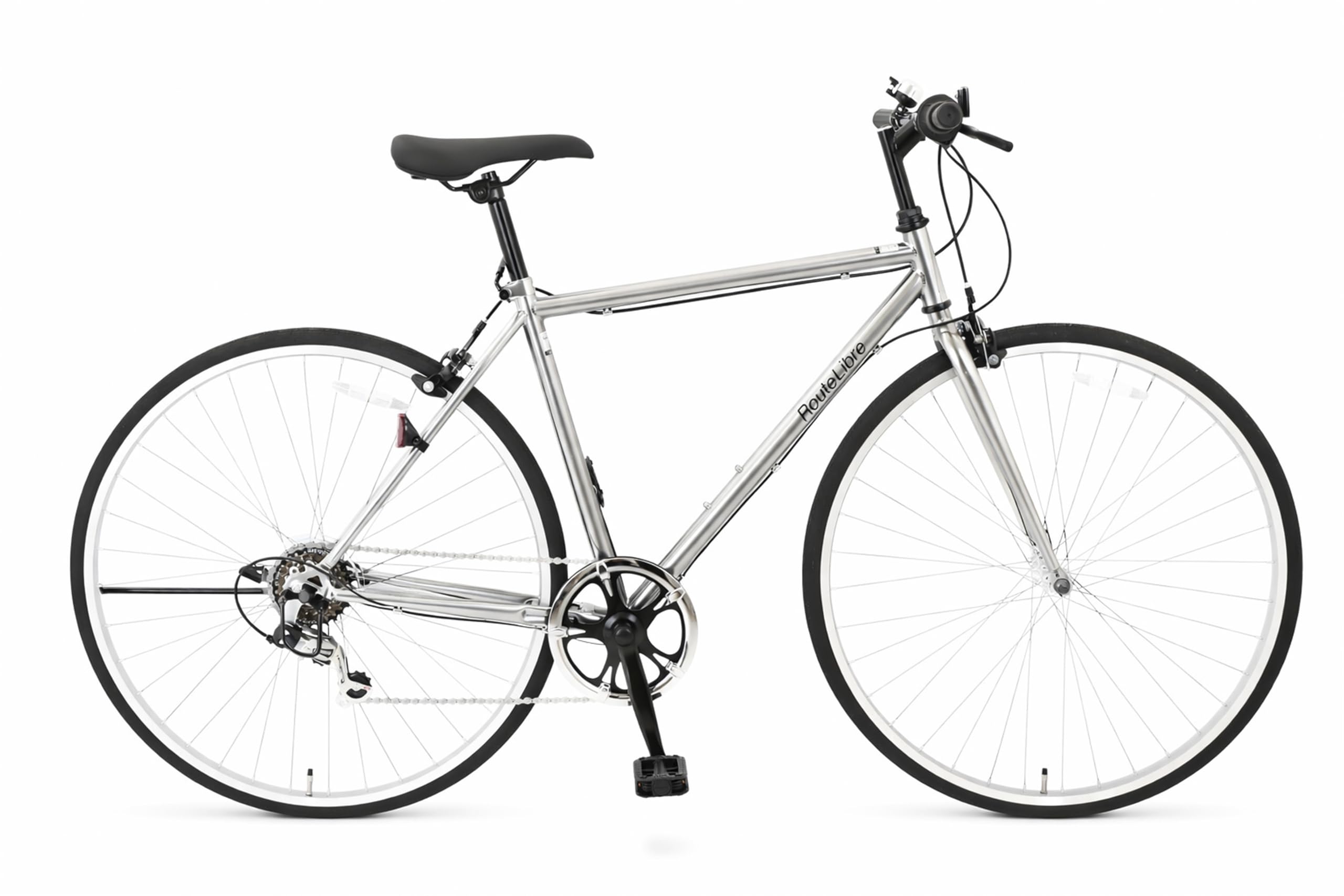 Speedworld Cross Bike, 700C, Shimano 6 Speed Gears, Bicycle, Steel Frame, Aluminum Rims, Caliper Brake, Flat Handle, Lightweight, Side Stand Included, For Commuting to Work or School, City Riding Silver