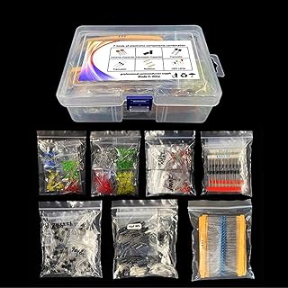 YFFSFDC 電子工作基本部品セット 金属皮膜抵抗器 発光ダイオード LED 電解コンデンサ セラミックコンデンサー トランジスタ 電子部品セット6種類 合計1500本(1500)