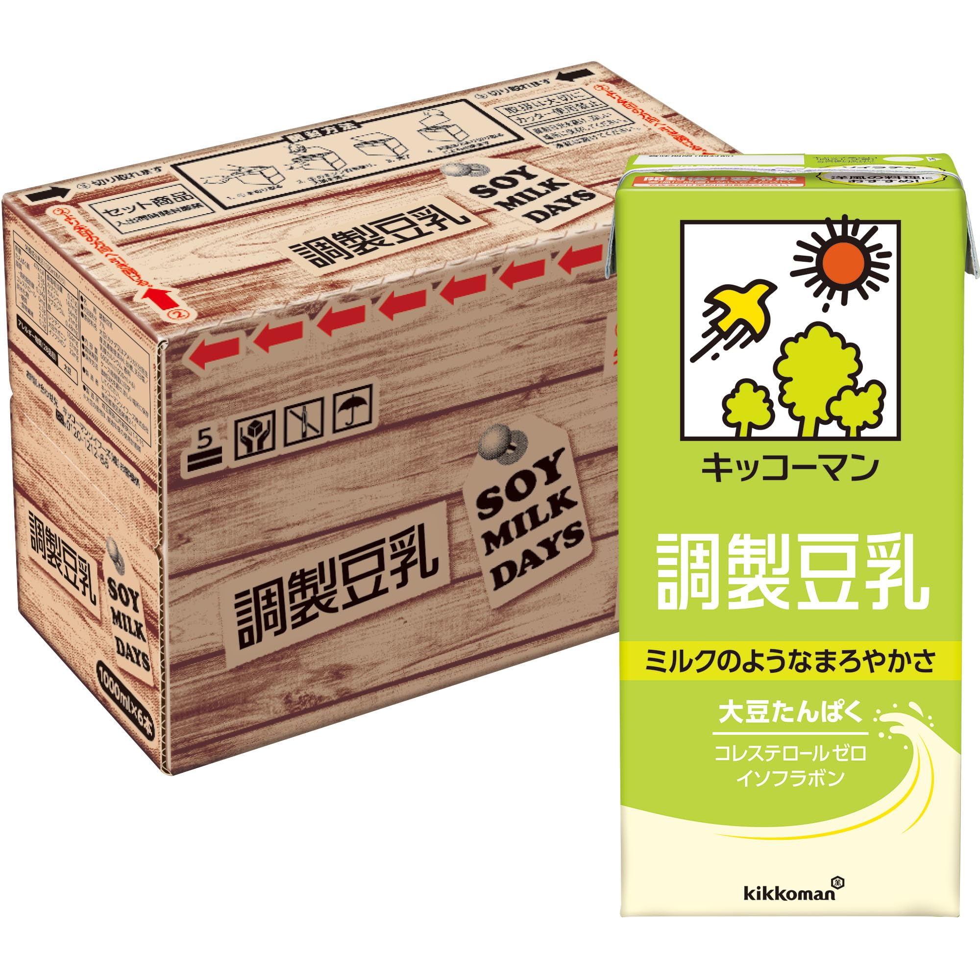 【Amazon.co.jp限定】Kikkoman Prepared Soy Milk SOYMILK DAYS 1000 ml x 6 Bottles 1000 mL, 6 pieces