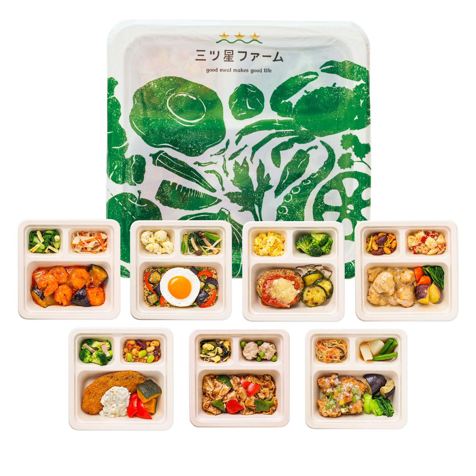 Mitsuboshi Farm Popular Select Frozen Bento Diet, Low Sugar, High Protein, Low Calorie (7 Servings) 7食（自社）