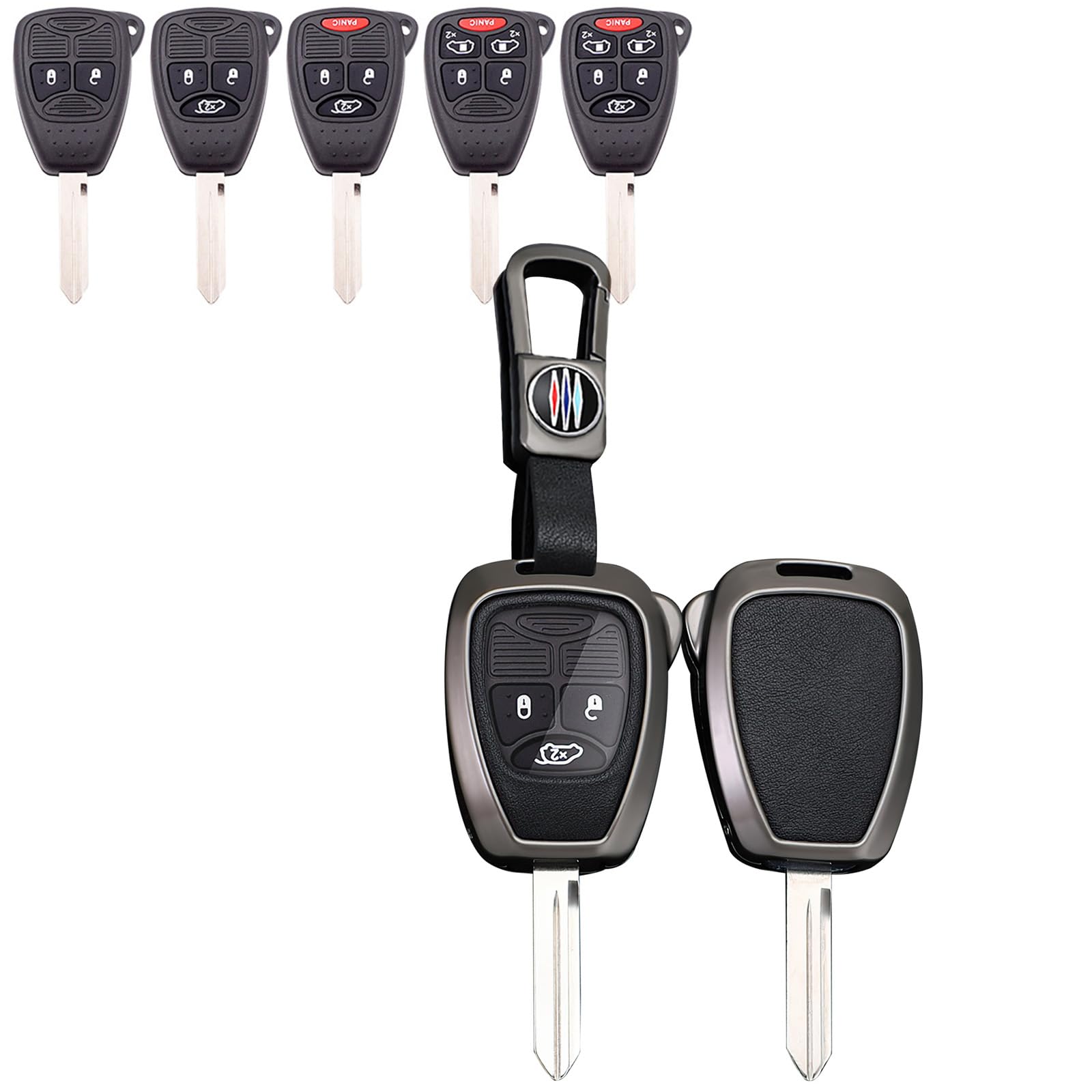 23456 Buttons for Jeep Specific Key Case, Key Cover, Key Cover, Compatible with Jeep Wrangler JK Chrysler, Cherokee Liberty Compass and More A Black