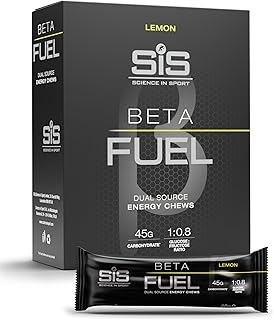 SiS Science in Sport Beta Fuel Dual Source Energy Chews, Barras energéticas veganas, Sabor Limón, 45 gr de carbohidratos, Barra de 60 gr, pack de 6