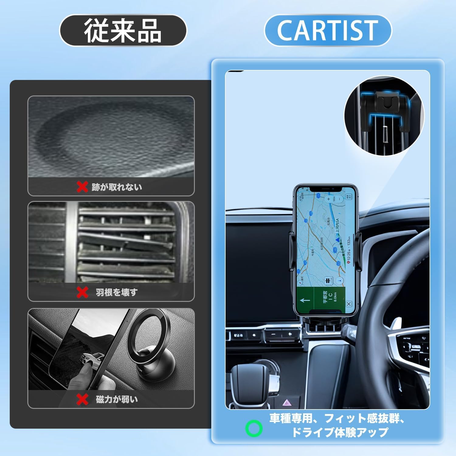 Держатель для смартфона CARTIST Mitsubishi DELICA d5, тип DELICA CV1W / CV2W / CV4W, CV5W [11-дюймовая навигационная система не соответствует требованиям] / новинка 2019 года, 360, фото 3