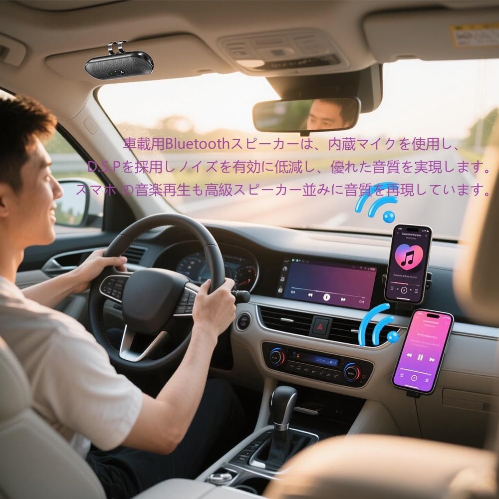 автомобильный динамик eppfun Bluetooth 5.4 Встроенный микрофон Беспроводная громкая связь / GPS-навигация / Поддержка линейных вызовов, фото 4