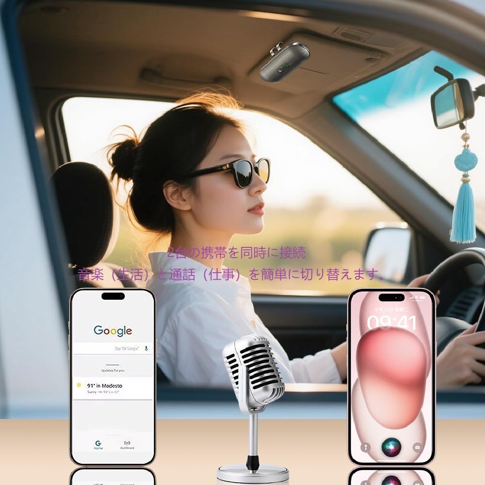 автомобильный динамик eppfun Bluetooth 5.4 Встроенный микрофон Беспроводная громкая связь / GPS-навигация / Поддержка линейных вызовов, фото 5