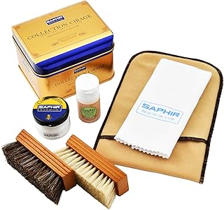 SAPHIR(サフィール) 靴クリーム シューケア スターター セット シングルミニ(PA-SANNH) 革靴 手入れ セット メンテナンス 靴クリーム 馬毛 豚毛 ブラシ クロス 初心者 高級 着色 補色 キズ隠しビギナー用