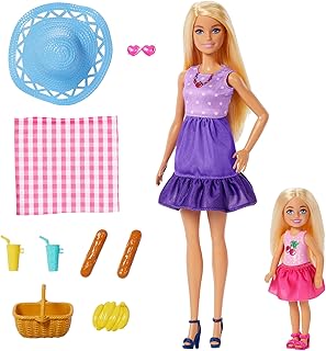 バービー(Barbie) マリブ＆チェルシー ピクニックセット きせかえ人形・ハウス ままごと・ごっこ遊び バービー人形 3歳から パープル JBF43