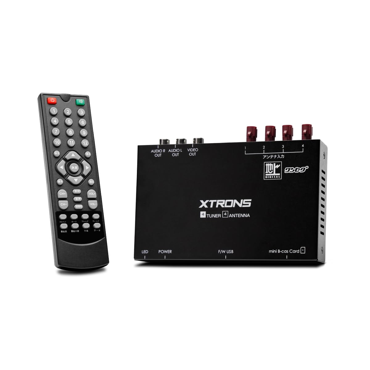 XTRONS Terrestrial Digital Tuner, Omnidirectional High Sensitivity, For Car Use, 1920 x 1080 Resolution, 4 x 4, Full Seg, 1 Seg, HDMI Output, Compatible with Car Navigation, MiniB-CAS Card Included, Film Antenna