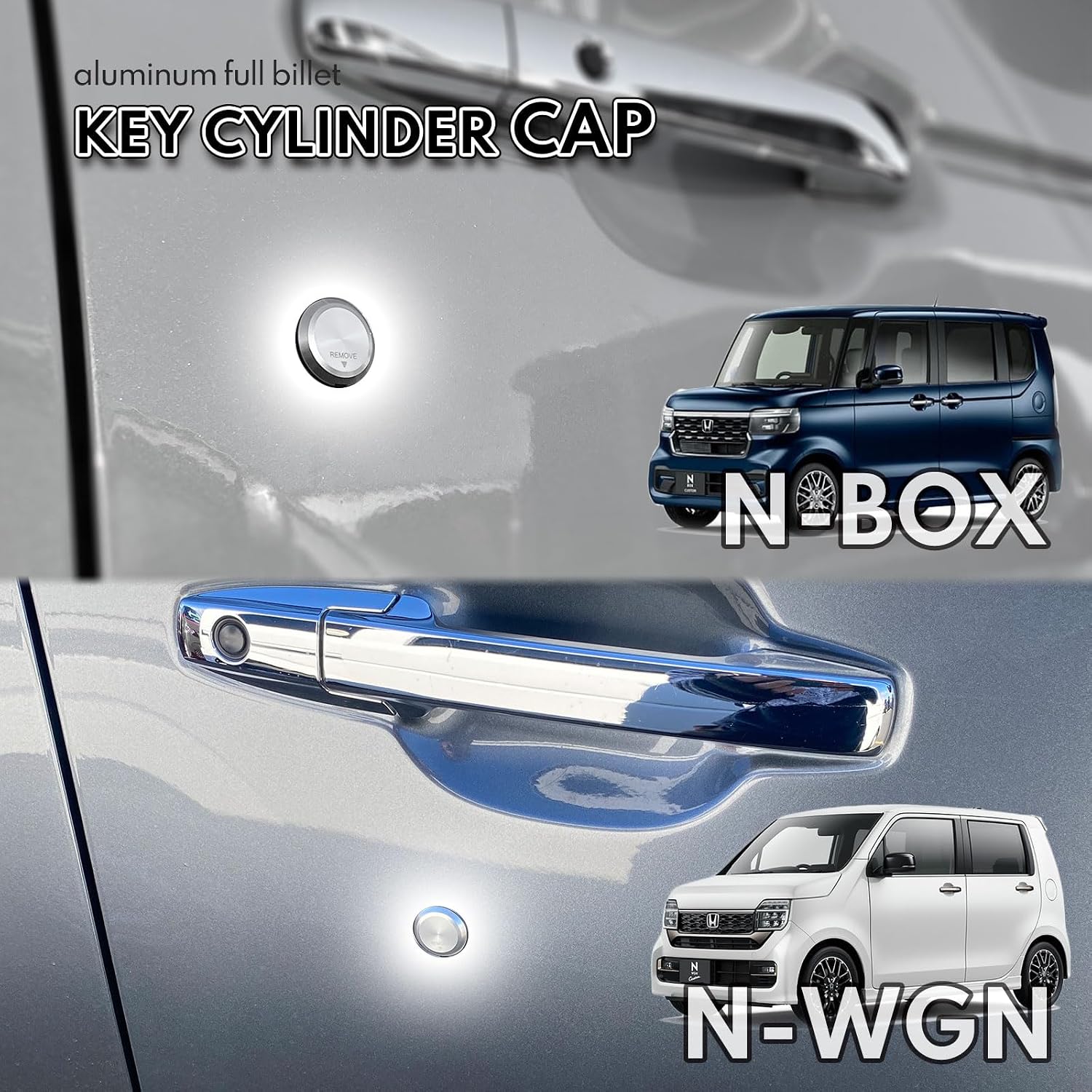 крышка цилиндра для ключей alumania VKC-H004-SI [СЕРЕБРИСТАЯ] Honda N-BOX N-WGN N-ONE N-VAN Легко крепится магнитом Алюминиевая заготовка, фото 5