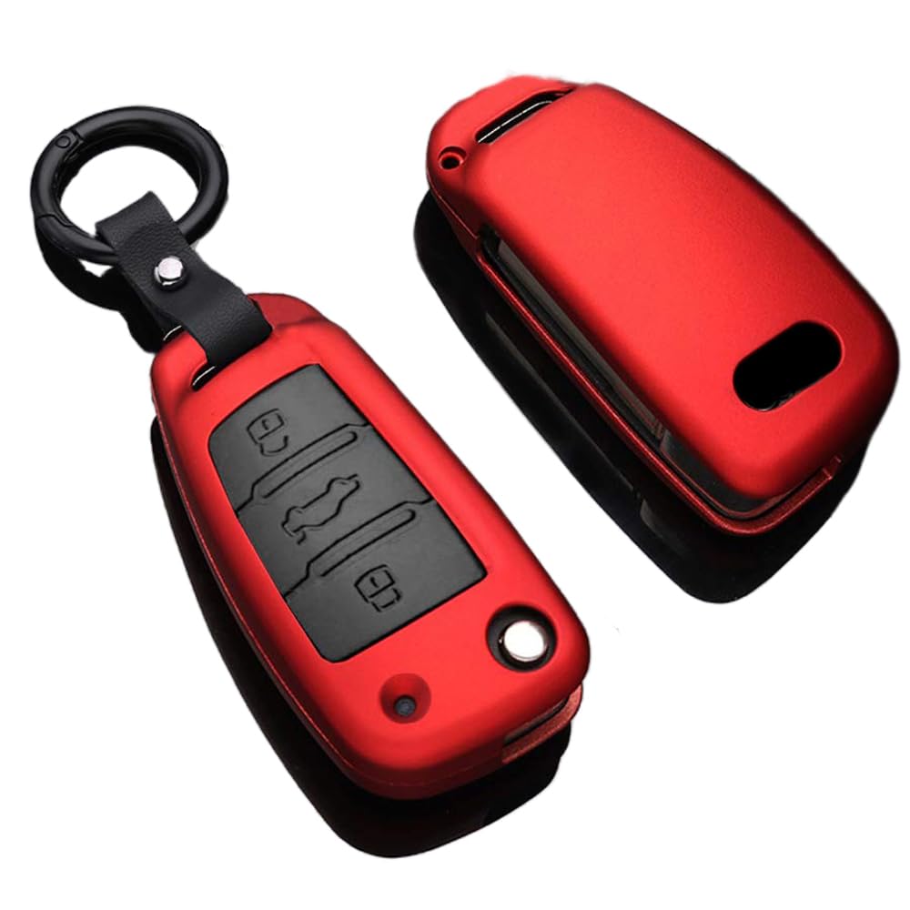 Audi Smart Key Case, Key Cover, Key Protection, Key Holder, For Audi TT A1 A3 Q2 Q3 R8 S3 S6 Exclusive Luxury Stylish Dirt, Slip Resistant, Scratch-Resistant, Stylish, Remote Control, Folding Key, Car Red