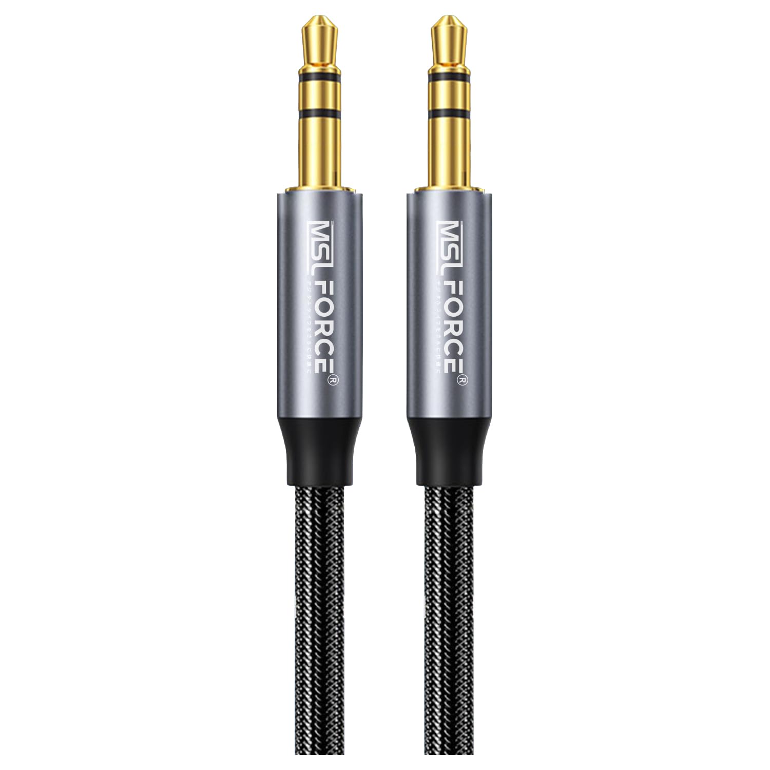 Japanese Small Business 0.1 inch (3.5 mm) Aux Cable, Audio Cable, Gold Plated, Nylon Braided, Car AUX Compatible, Stereo Mini Plug, 3 Poles, Music Playback, Speakers, Headphones, PC, Smartphones Male to Male [3 Poles] 2 Meters 1