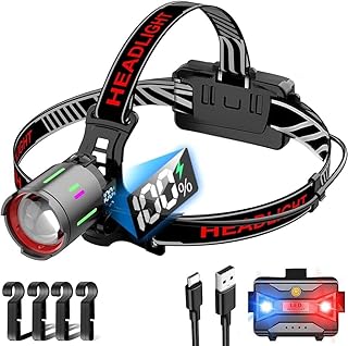 【液晶デジタル電力表示カラー夜光】ヘッドライト 強力 超高輝度 3000000ルーメン 明るい USB充電式 led ライト 6つの照明モード センサー機能 釣り ヘッドランプ ヘルメットライト ズーム調節 120°角度調節 ヘルメット用 Type-C 電池式 へっどらいと 長時間 大容量 頭につける ライト 防水 防災 アウトドア用 ヘッドランプ キャンプ 夜釣り 登山 工事用 作業用 最適