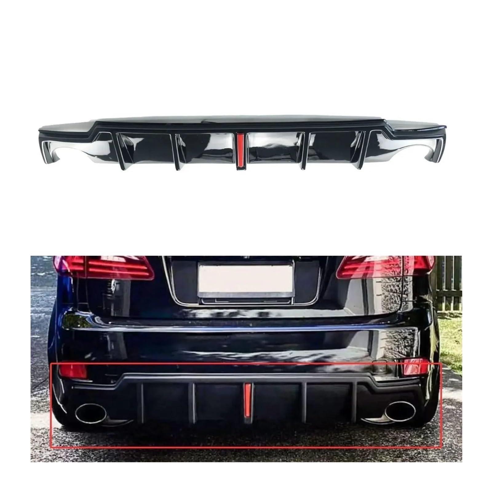 10 Sets Lexus IS250 IS300 IS350 Rear Bumper Diffuser Light Auto Accessories Spoiler Splitter Diffuser Body Kit for 2006-2012 Glossy Black