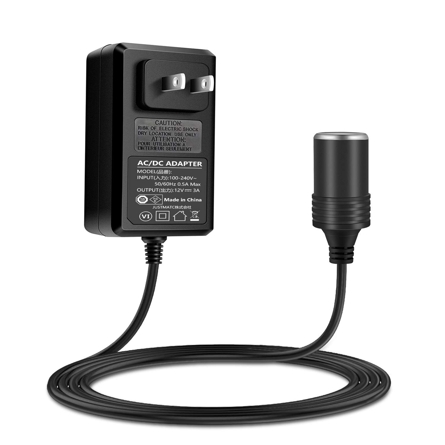 JKM 100V 12V AC-DC Conversion Adapter 3A 36W for Car Cigarette Lighter Socket Car Accessories Home Use Low Heat Conversion Adapter Compatible with In-Car Electrical Products Output Less Than 36W 100cm