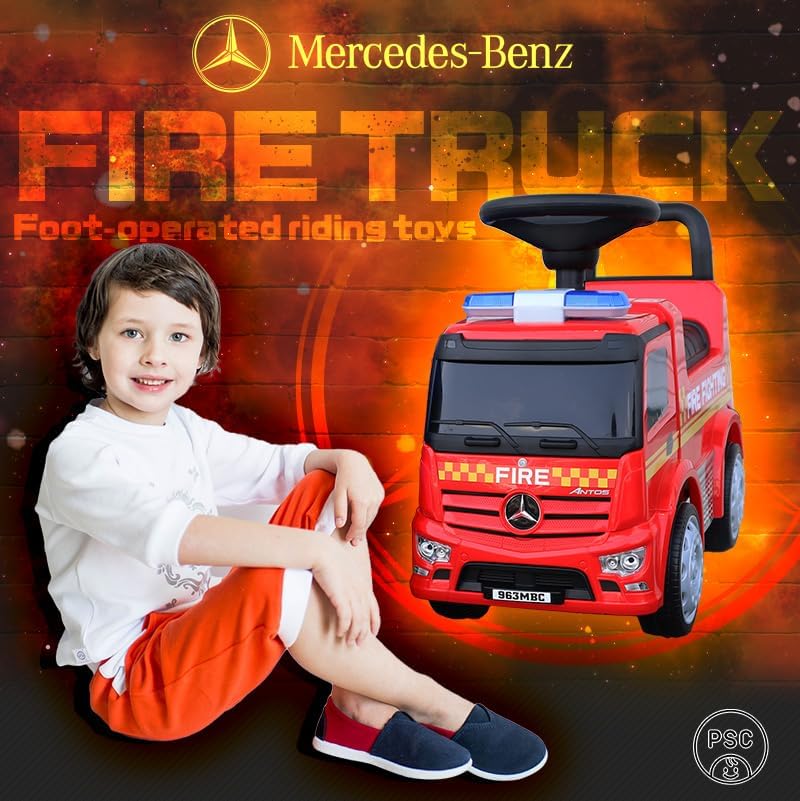 Детская пожарная машина Aiju Toys Benz катается на игрушечной крытой тележке со звуковой функцией для детей, фото 2