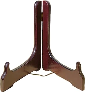 わにぞう 木製皿立て 脚が閉じにくい開閉タイプ 紀州 8号 ワインレッド 直径28〜36cmのお皿向け 額縁立て 絵皿 プレートスタンド 壁掛け時計 写真 ブックスタンド 什器 絵画 陶板 飾り皿 インテリア 和モダン イーゼル 受台 日本製 (開閉8号 WR)