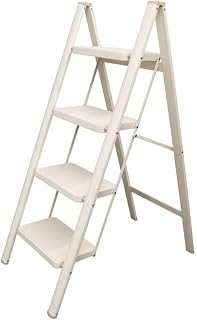 【安定感 のステップ・耐荷重150kg】 clasimple 脚立 踏み台 折りたたみ ステップ台 はしご 耐荷重150kg スチール 軽量多機能 室内 屋外 はしこ 梯子 家庭用 (クリームイエロー, 4段)