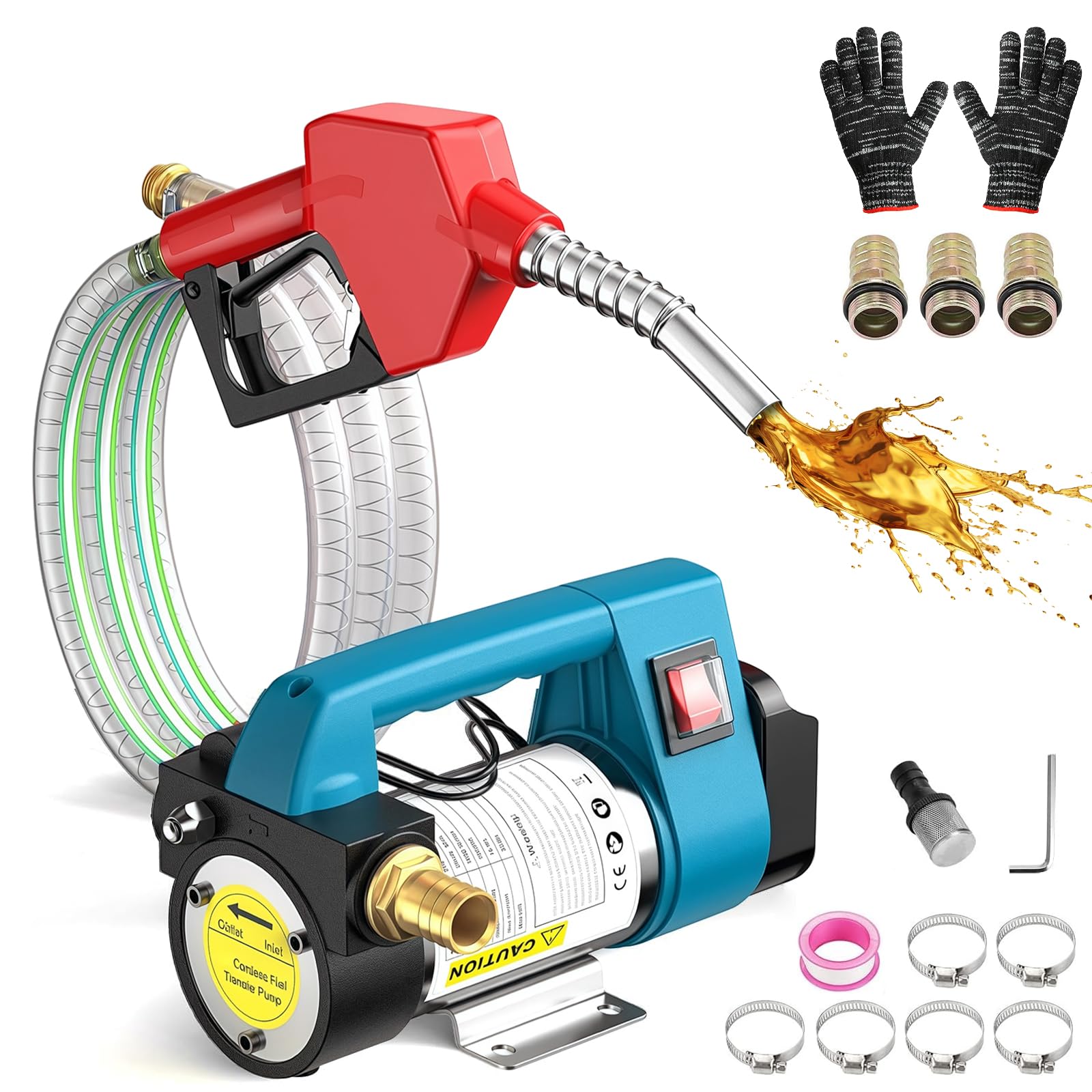 Electric Oil Pump, Electric Refueling Pump, Compatible with Makita 18 V Battery, Self-priming Function, 4,200 rpm, Flow Rate: 45 - 50 L/min, Lifting Height: 16.6 - 26.6 ft (5 - 8 m), Suction Height