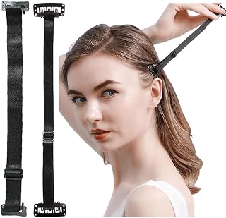 ヘア用リフトパッチストラップ リフトアップ バンド フェイスリフト 目尻しわ フェイスライン 引き上げ 即効 目立たない クリップ付き 小顔 ベルト 顔用 美容 グッズ 男女兼用 2点セット (ブラック)
